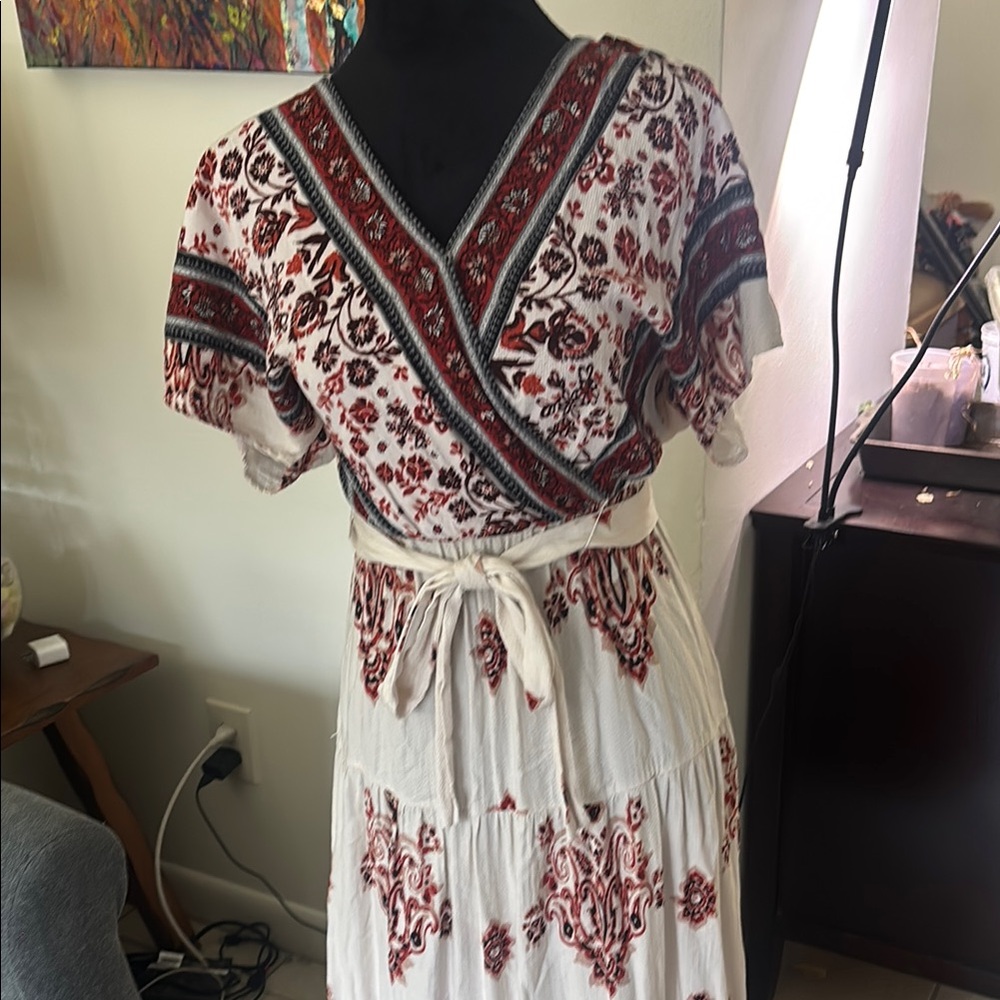 Bohemian Red and White Dress